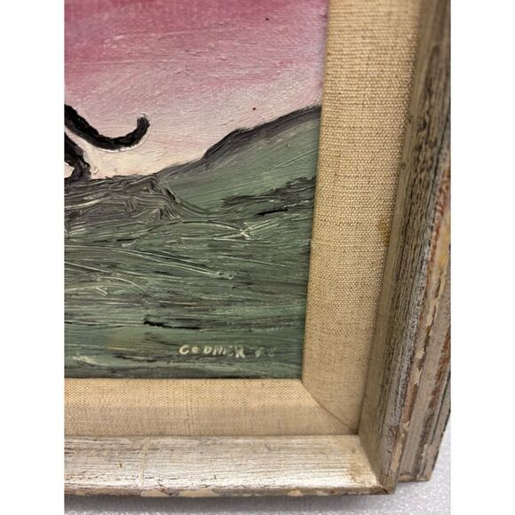 MCM Minimalist Panther Oil Painting on Canvas with Wood/ Linen Frame - Picture 6 of 6